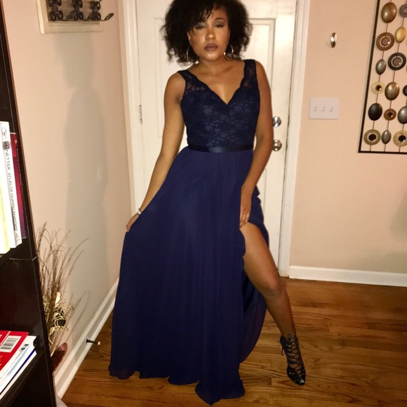 Navy black tie/bridesmaid dress - Picture 3 of 3